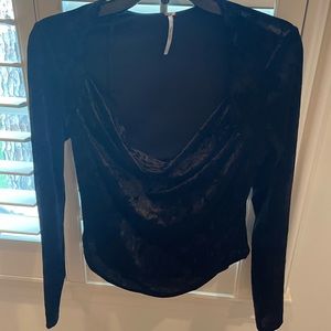 Free People Black Velvet Top